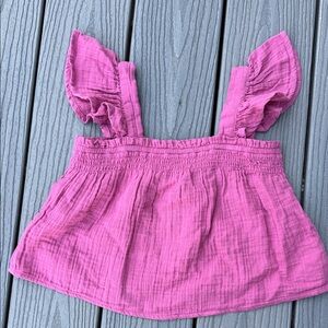 GAP Pink Ruffle Strap Cotton Camisole